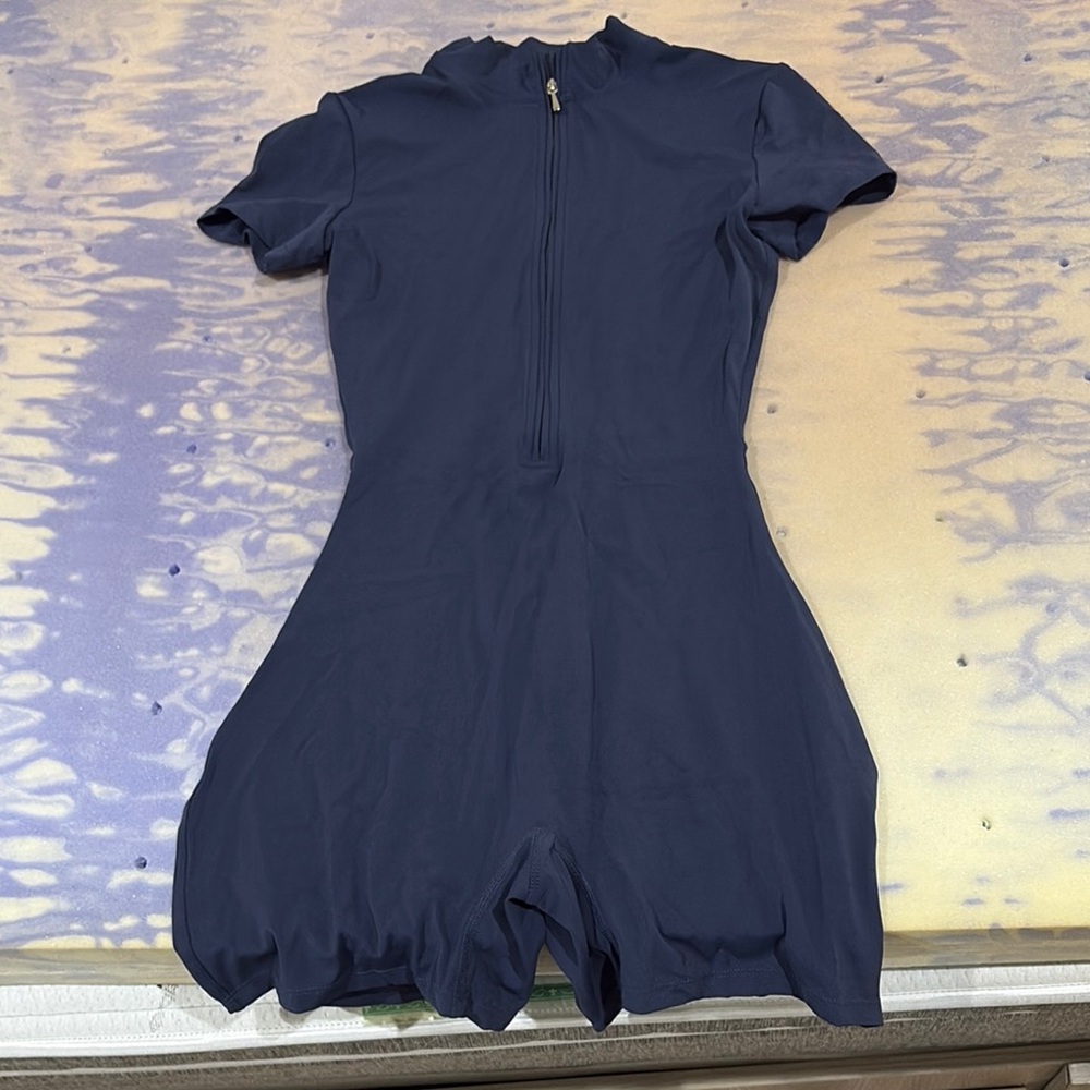 Navy Blue Short Sleeve Romper